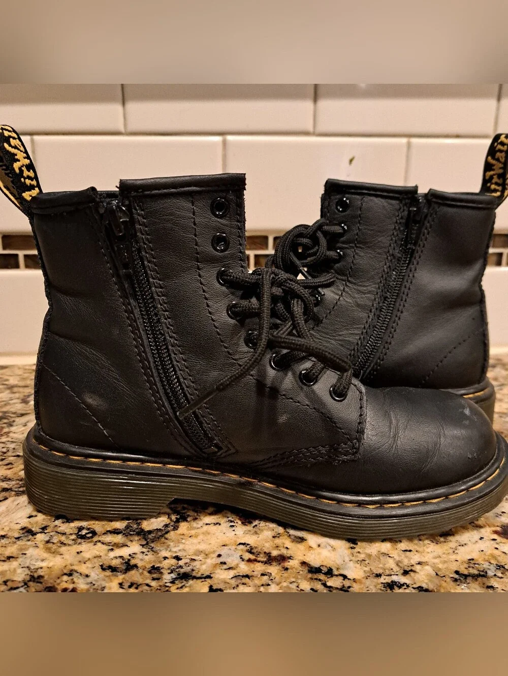Dr. Martens Black Leather Lace-Up Combat Boots